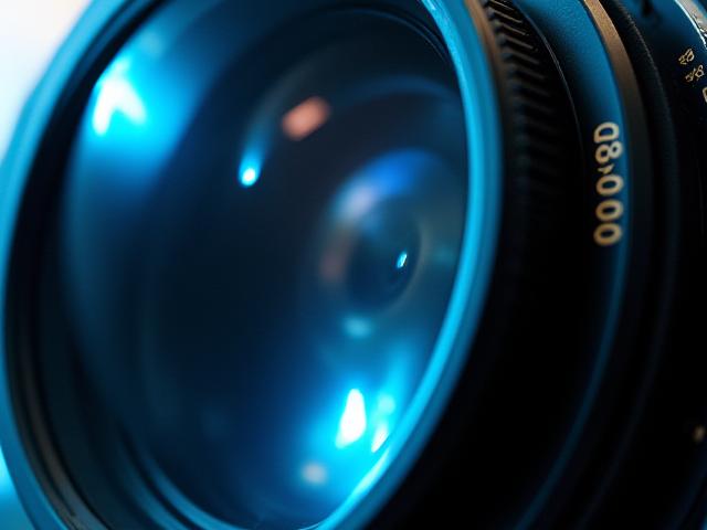 Close-up de câmera profissional de cinema