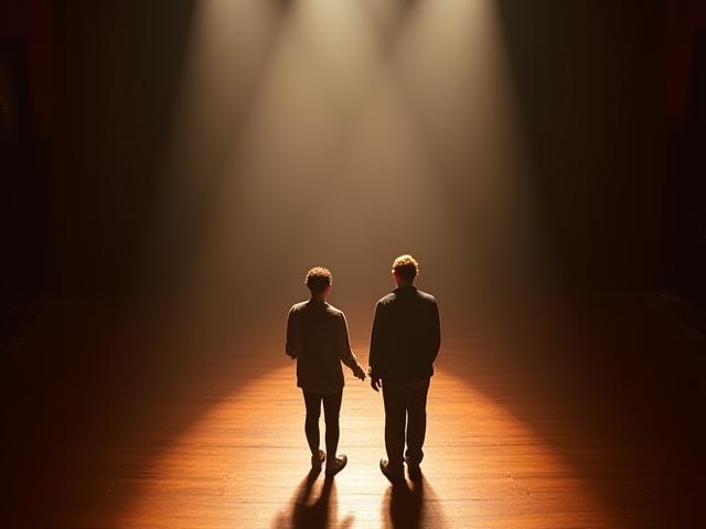 Atores em palco de teatro em São Paulo